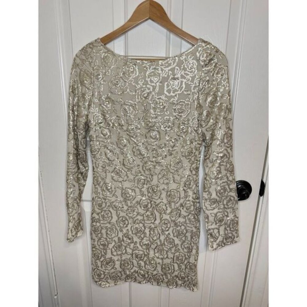 The Jetset Diaries Gold Sequin Rose Open Back Dress Sz S Homecoming Valentines